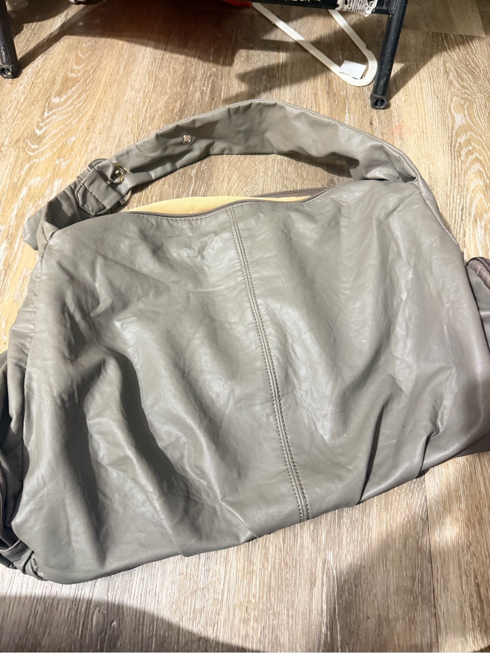 Soft Slouchy Leather Hobo Bag - Gray